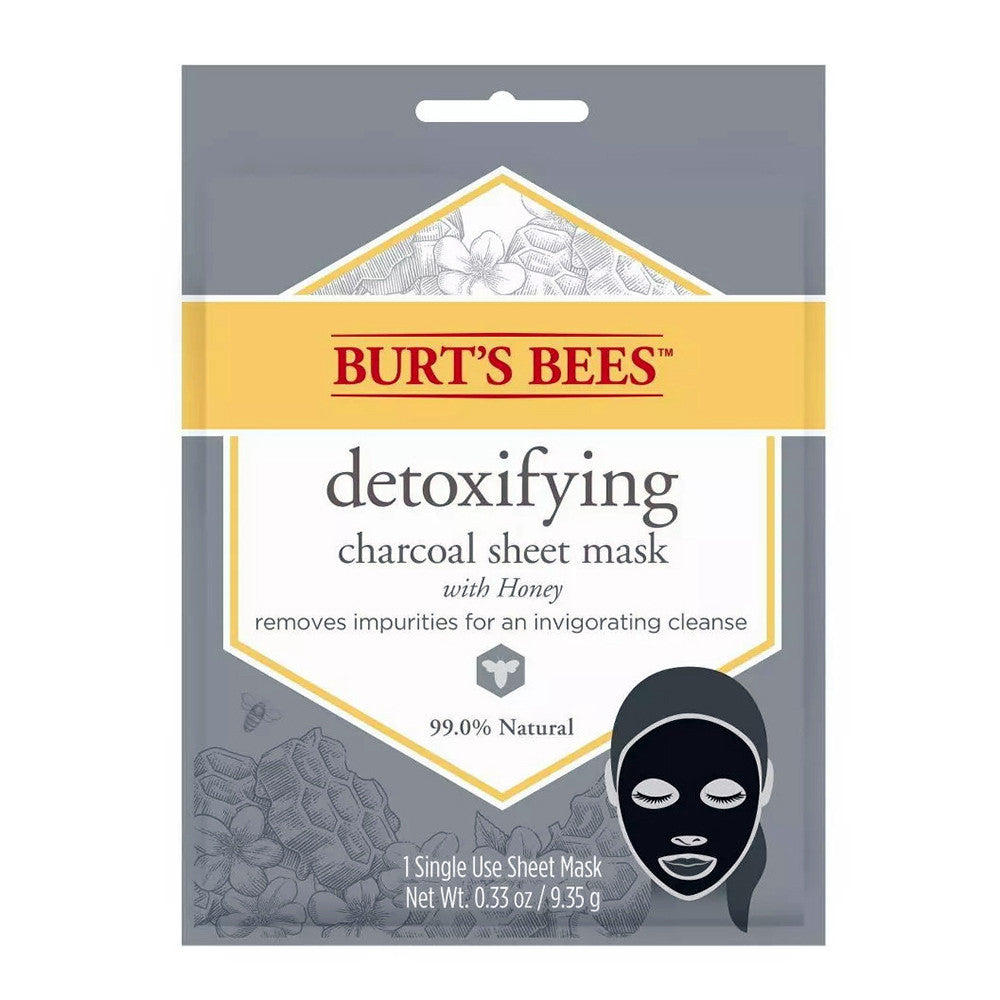 Burts Bees Detoxifying Charcoal Facial Sheet Mask, Honey, 0.33 Oz